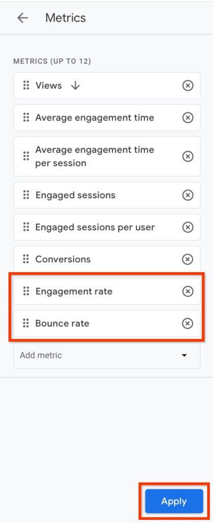 Google Analytics G4 में Bounce Rate कैसे चेक करें: Step By Step Guide 3 Google Analytics Select Metrics Bounce Rate