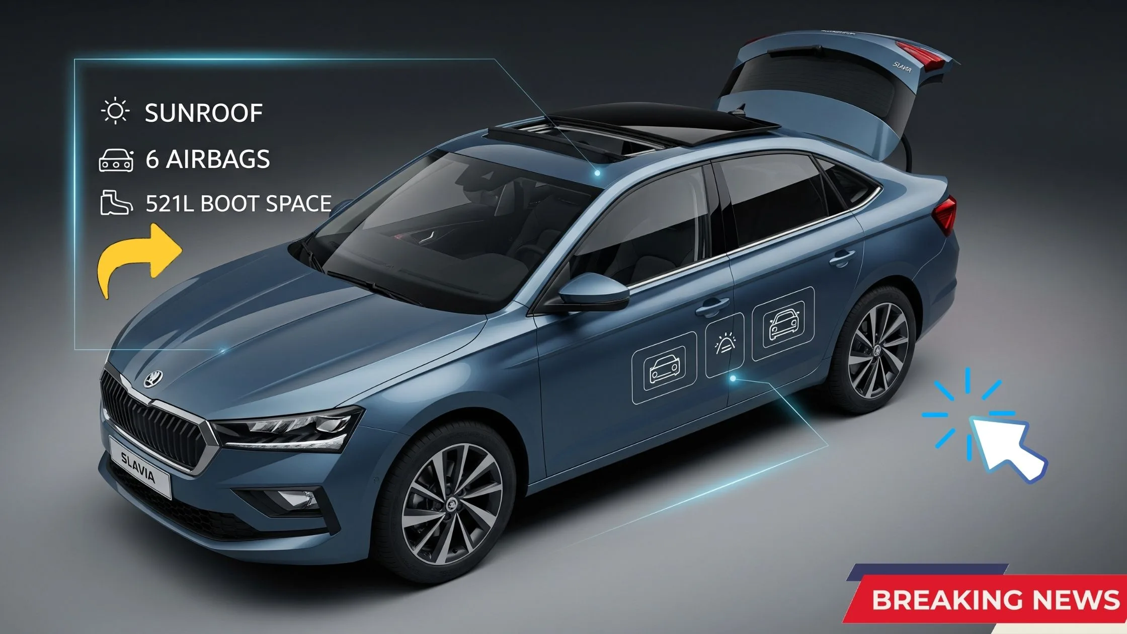 Skoda Slavia 10.49 लाख में मिल रही है 6 एयरबैग, सनरूफ और 521L बूट स्पेस वाली सेडान 16 skoda slavia price features details