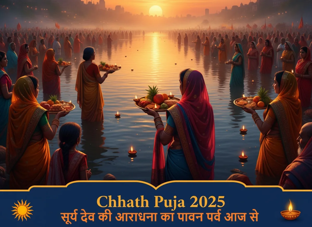 Chhath Puja 2025: सूर्य देव की आराधना का पावन पर्व आज से, जानें पूजन विधि और शुभ मुहूर्त 1 chhath puja 2025 pooja vidhi shubh muhurat