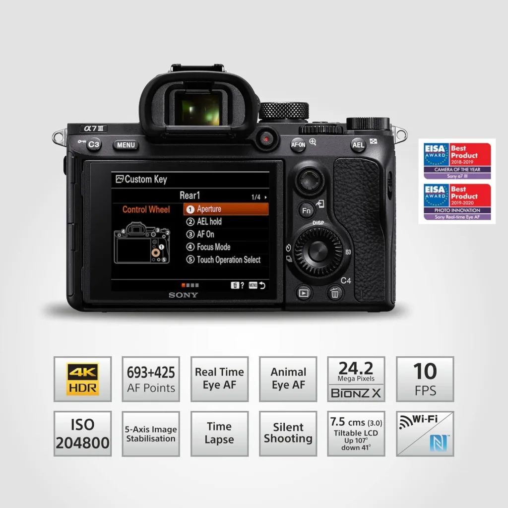 Sony Alpha 7M3K Full-Frame कैमरा 24.2MP रिज़ोल्यूशन, 4K वीडियो शूटिंग और शानदार लो-लाइट परफॉर्मेंस के साथ! 4 sony alpha 7m3k full frame 24mp camera 10
