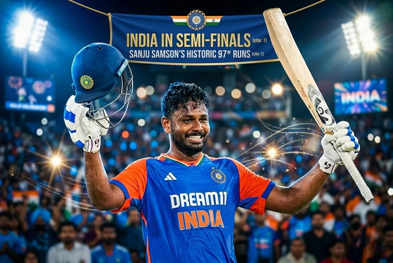 india vs west indies t20 world cup 2026 sanju samson 97 india enter semifinal